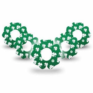 ExpressionMed Green Glam Dexcom G7 Flower 5-Pack Green Sequined Pattern Adhesive Patch Continuous Glucose Monitor Design, Dexcom Stelo Glucose Biosensor System