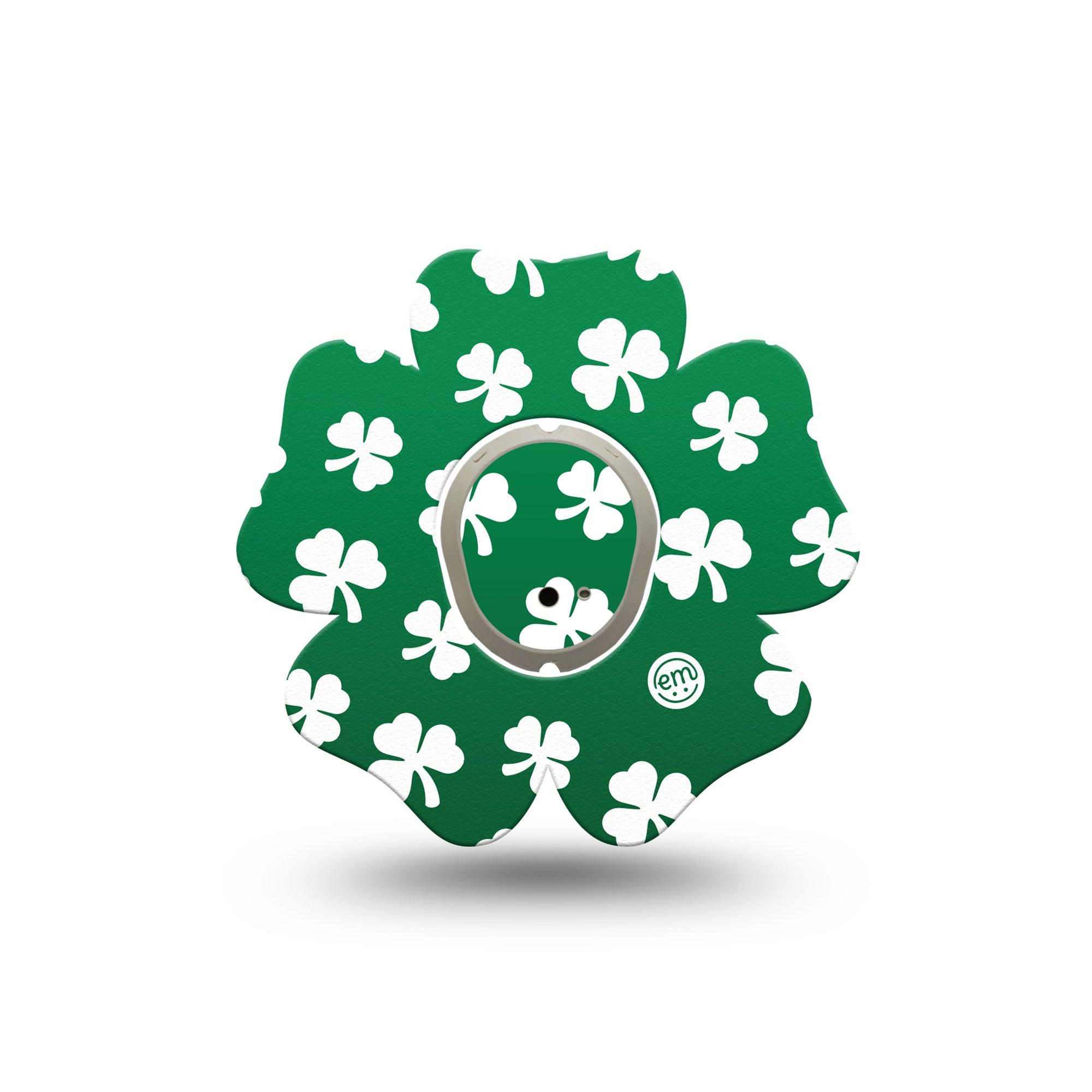 ExpressionMed Shamrock Dexcom G7 Flower Shape Tape, Dexcom Stelo Glucose Biosensor System, Single Tape and Single Sticker Green Sequined Pattern, Plaster CGM Design