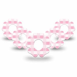 ExpressionMed Pink Gingham Dexcom G7 Flower Shape Tape, Dexcom Stelo Glucose Biosensor System, 5-Pack Tape Classic Gingham, Adhesive Tape CGM Design
