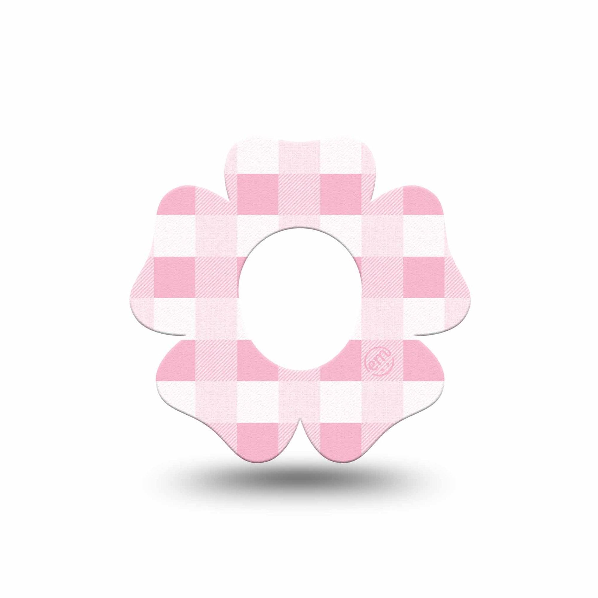 ExpressionMed Pink Gingham Dexcom G7 Flower Shape Tape, Dexcom Stelo Glucose Biosensor System, Single Tape Soft Check, Adhesive Tape CGM Design