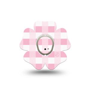 ExpressionMed Pink Gingham Dexcom G7 Flower Shape Tape, Dexcom Stelo Glucose Biosensor System, Single Tape & Single Sticker Pink Squares, Adhesive Tape CGM Design
