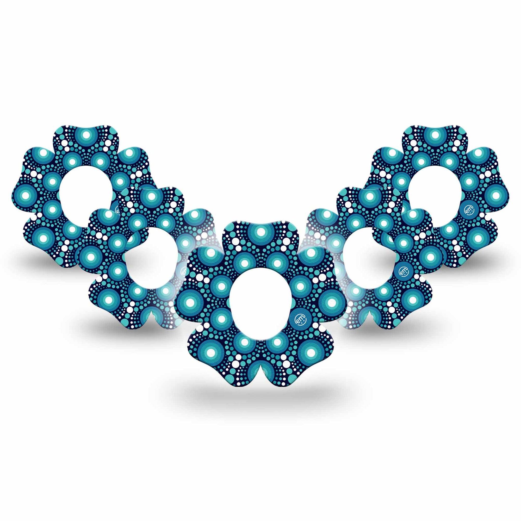 ExpressionMed Dot Art Dexcom G7 Flower Shape Tape, Dexcom Stelo Glucose Biosensor System, 5-Pack Tape Speckle Artwork Adhesive Tape CGM Design