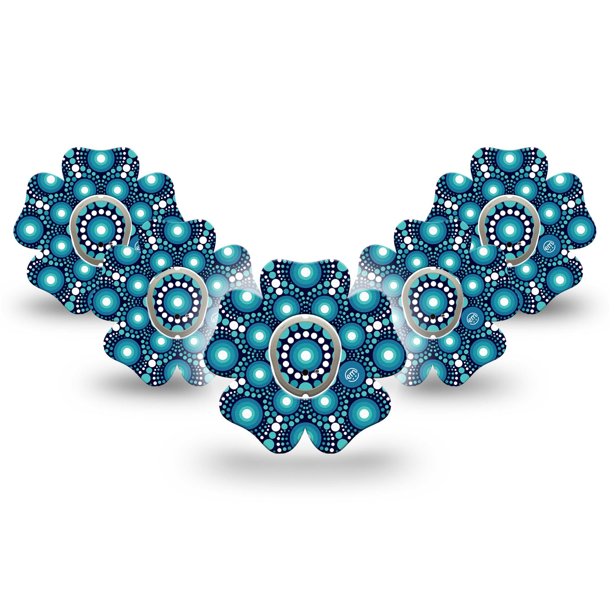 ExpressionMed Dot Art Dexcom G7 Flower Shape Tape, Dexcom Stelo Glucose Biosensor System, 5-Pack Tape and 5-Pack Sticker Light Colored Artwork  CGM Design