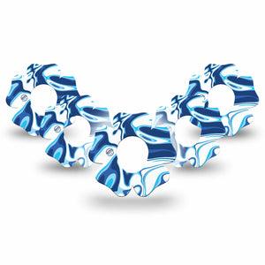 ExpressionMed Blue Marble Dexcom G7 Flower Shape Tape, Dexcom Stelo Glucose Biosensor System, 5-Pack Tape Marble Swirl, Plaster CGM Design