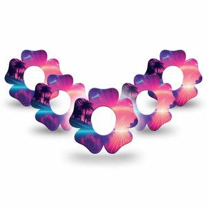 ExpressionMed Neon Synthwave Dexcom G7 Flower Shape Tape, Dexcom Stelo Glucose Biosensor System, 5-Pack Tape Retro Neon, Adhesive Tape CGM Design