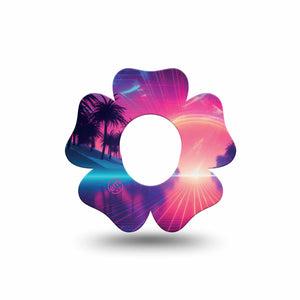 ExpressionMed Neon Synthwave Dexcom G7 Flower Shape Tape, Dexcom Stelo Glucose Biosensor System, Single Tape Futuristic Glow, Plaster CGM Design