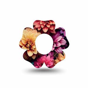 ExpressionMed Dahlia Bouquet Dexcom G7 Flower Shape Single Floral Dahlia Pattern Patch CGM Design, Dexcom Stelo Glucose Biosensor System