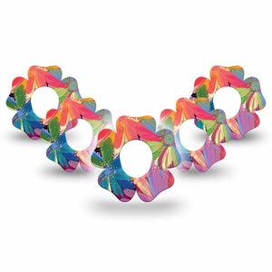 ExpressionMed Flower Song Dexcom G7 Flower Shape 5-Pack Colorful Abstract by Etta Vee Patch CGM Design, Dexcom Stelo Glucose Biosensor System