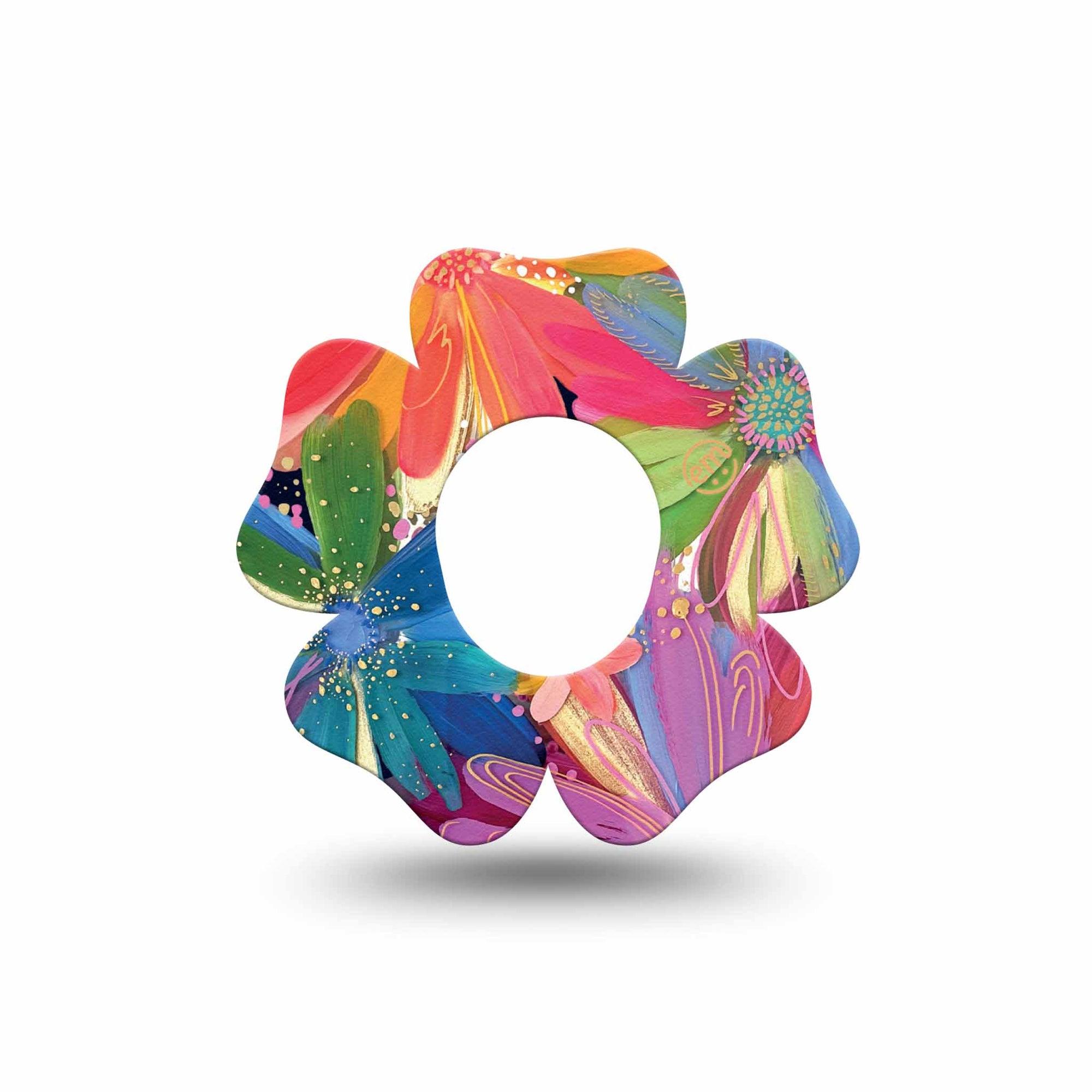 ExpressionMed Flower Song Dexcom G7 Flower Shape Single Colorful Abstract by Etta Vee Patch CGM Design, Dexcom Stelo Glucose Biosensor System
