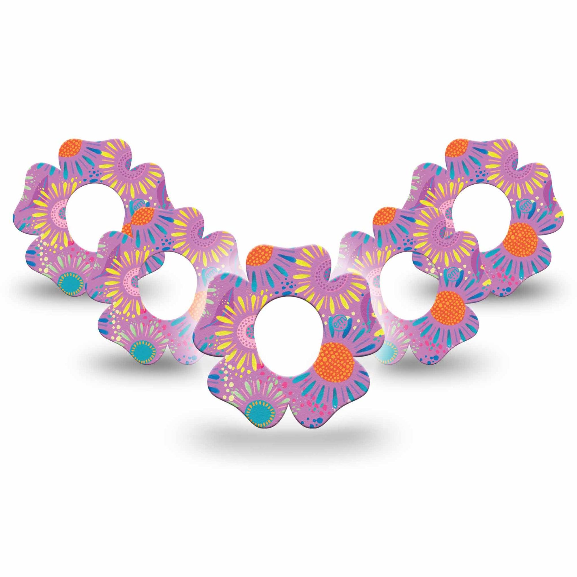 ExpressionMed Giant Daisies Dexcom G7 Flower Shape 5-Pack Colorful Abstract by Etta Vee Patch CGM Design, Dexcom Stelo Glucose Biosensor System