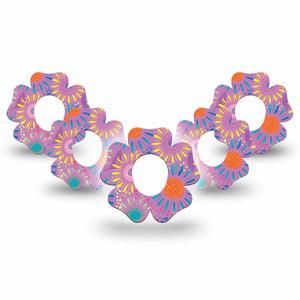 ExpressionMed Giant Daisies Dexcom G7 Flower Shape 5-Pack Colorful Abstract by Etta Vee Patch CGM Design, Dexcom Stelo Glucose Biosensor System