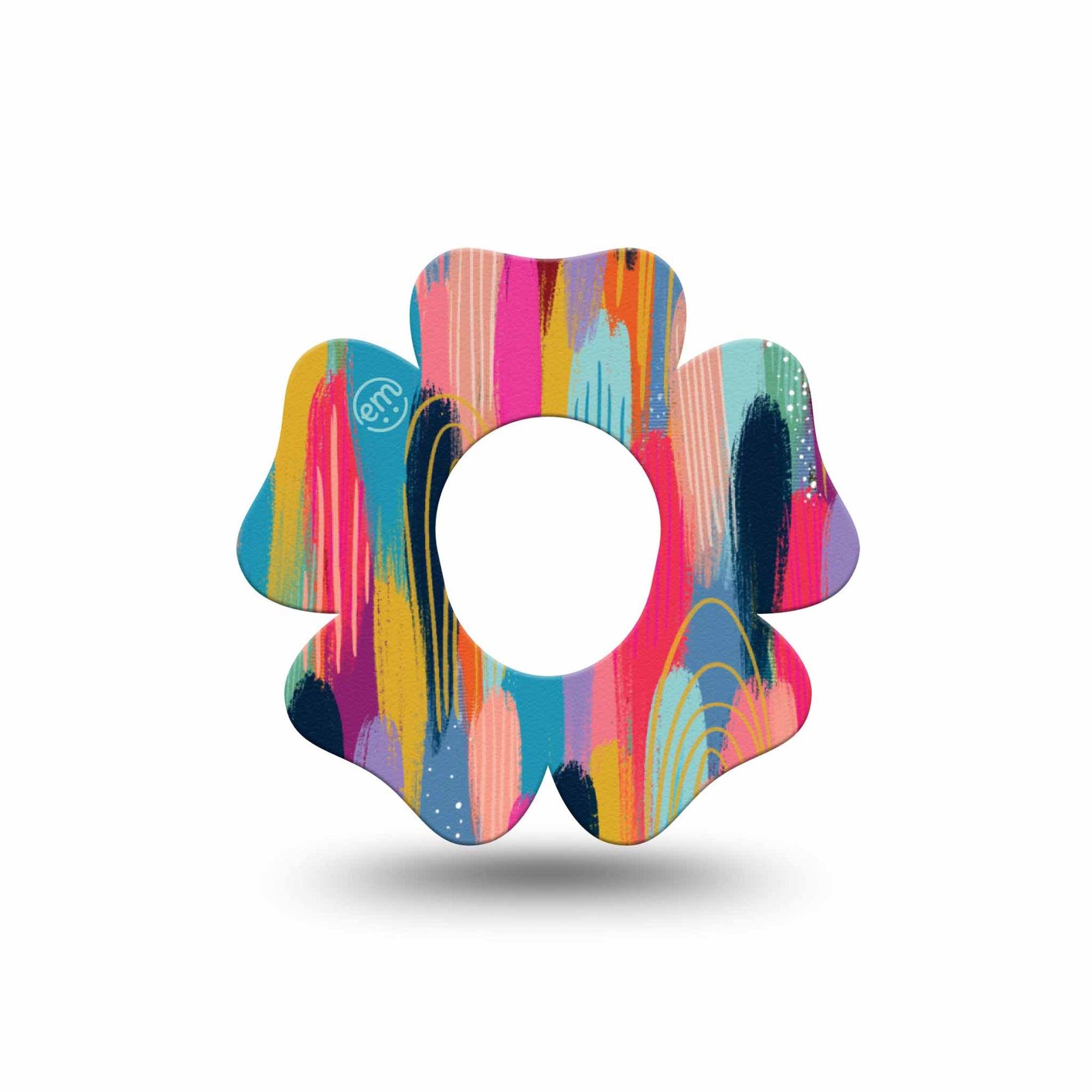 ExpressionMed Brush Strokes Dexcom G7 Flower Shape Single Modern Abstract art by Etta Vee Patch CGM Design, Dexcom Stelo Glucose Biosensor System