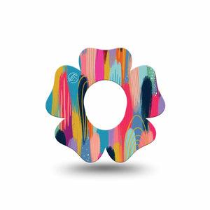 ExpressionMed Brush Strokes Dexcom G7 Flower Shape Single Modern Abstract art by Etta Vee Patch CGM Design, Dexcom Stelo Glucose Biosensor System