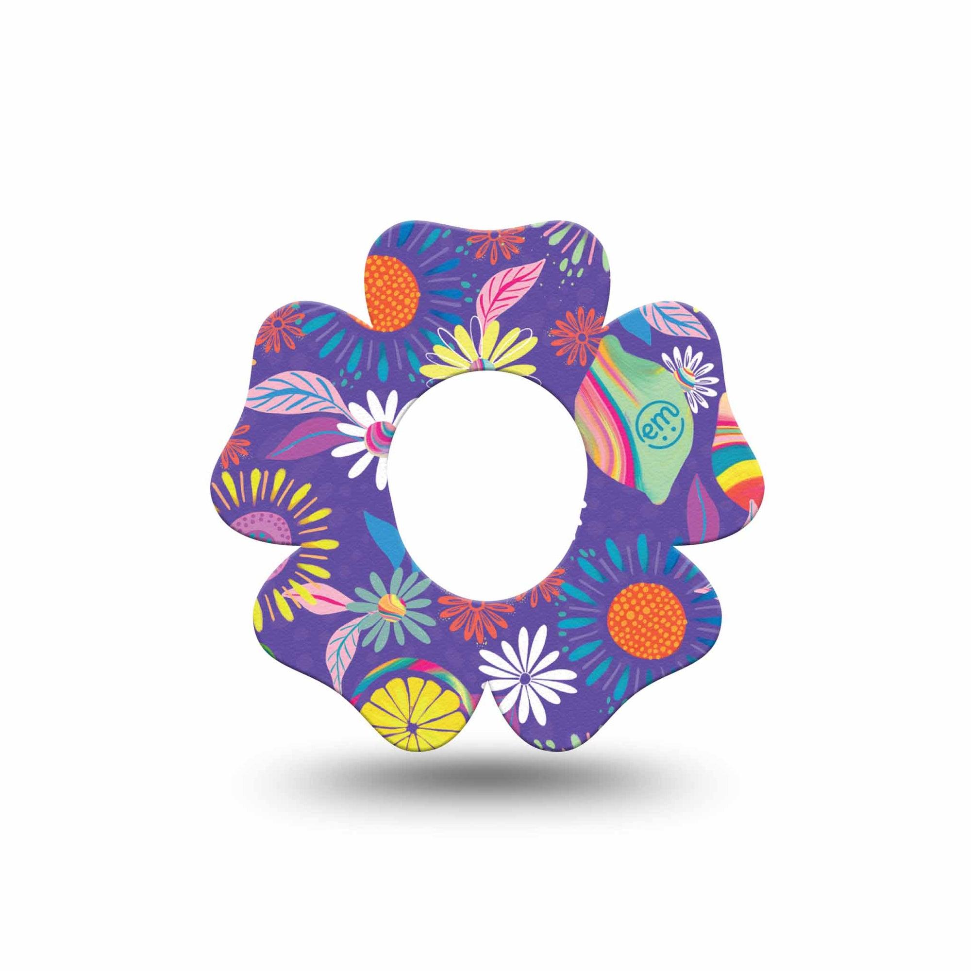 ExpressionMed Purple Flowers Dexcom G7 Flower Shape Single Colorful Abstract by Etta Vee Patch CGM Design, Dexcom Stelo Glucose Biosensor System