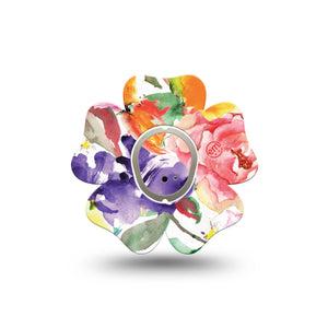ExpressionMed Floral Art Dexcom G7 Flower Shape Single Garden-inspired Patch CGM Design, Dexcom Stelo Glucose Biosensor System with center sticker
