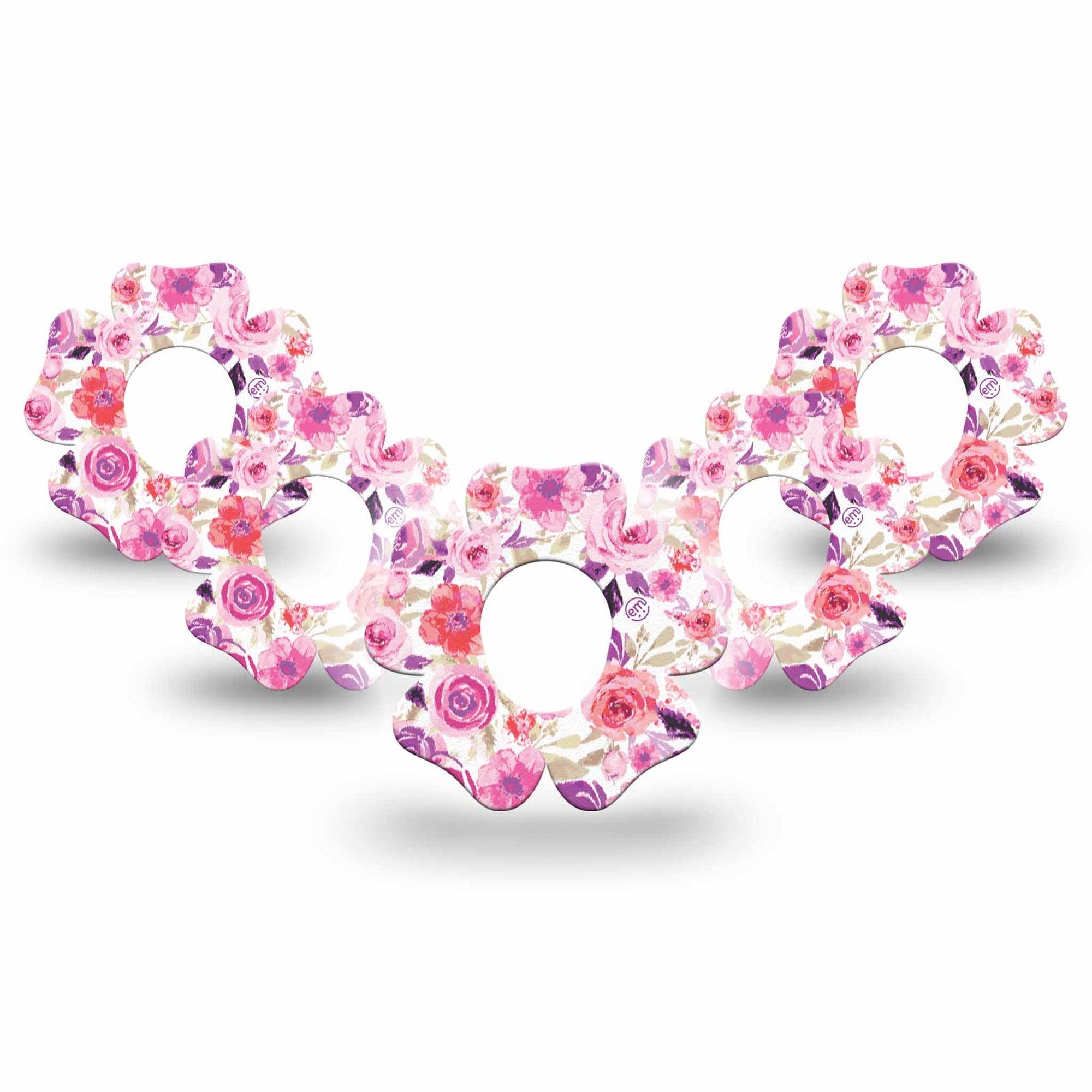 ExpressionMed Romantic Blooms Dexcom G7 Flower Shape 5-Pack Botanical Pattern Patch CGM Design, Dexcom Stelo Glucose Biosensor System