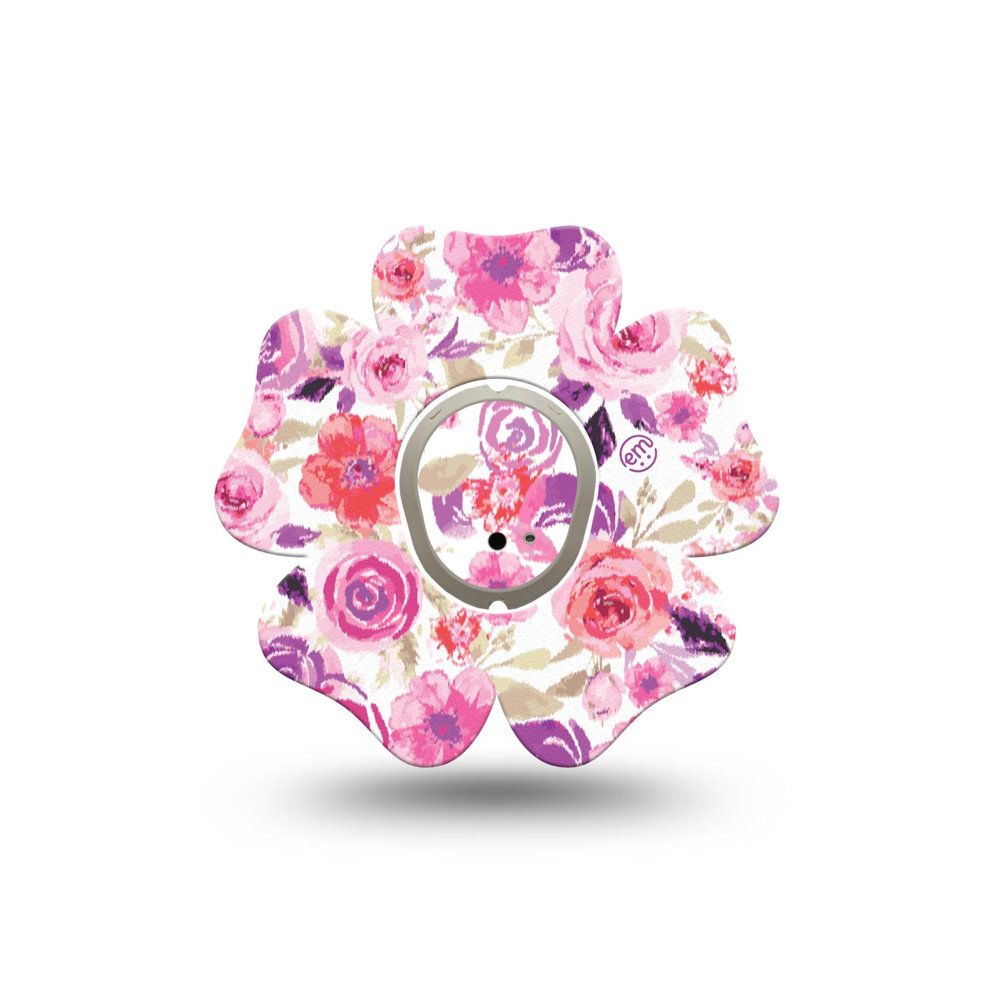 xpressionMed Romantic Blooms Dexcom G7 Flower Shape Single Tape and Single Sticker Blossom Motif Patch CGM Design, Dexcom Stelo Glucose Biosensor System