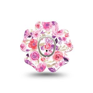xpressionMed Romantic Blooms Dexcom G7 Flower Shape Single Tape and Single Sticker Blossom Motif Patch CGM Design, Dexcom Stelo Glucose Biosensor System