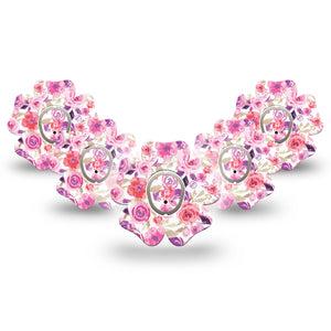 ExpressionMed Romantic Blooms Dexcom G7 Flower Shape 5-Pack Tape and 5-Pack Sticker Botanical Pattern Patch CGM Design, Dexcom Stelo Glucose Biosensor System