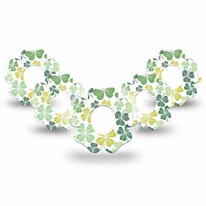 ExpressionMed Clover Pile Dexcom G7 Flower Shape Tape, Dexcom Stelo Glucose Biosensor System, 5-Pack Tape Cute Clovers, Adhesive Tape CGM Design