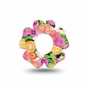 ExpressionMed Hand Painted Flowers Dexcom G7, Dexcom Stelo Glucose Biosensor System, Flower Shape Tape Single Long pink flower petals Patch CGM Design