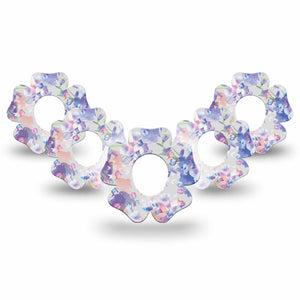 ExpressionMed Dreamy Blooms Dexcom G7 Flower Shape Tape, Dexcom Stelo Glucose Biosensor System, 5-Pack soft nature theme Patch CGM Design