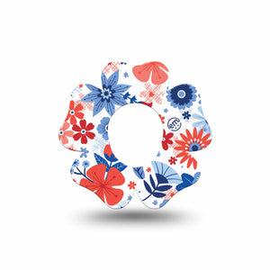ExpressionMed July Flowers Dexcom G7, Dexcom Stelo Glucose Biosensor System, Flower Shape Tape Single American theme flowers Patch CGM Design