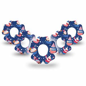 ExpressionMed Patriotic Cupcakes Dexcom G7 Flower Shape Tape, Dexcom Stelo Glucose Biosensor System, 5-Pack Tape Cupcake Display, Plaster CGM Design