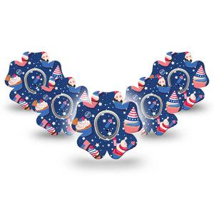 ExpressionMed Patriotic Cupcakes Dexcom G7 Flower Shape Tape, Dexcom Stelo Glucose Biosensor System, 5-Pack Tape and 5-Pack Sticker Flag Cupcakes, Plaster CGM Design