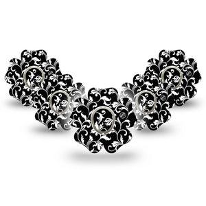 ExpressionMed Fleur de lis Dexcom G7, Dexcom Stelo Glucose Biosensor System, Flower Shape Tape 5-Pack Sticker and Tape goth flower stems Patch CGM Design