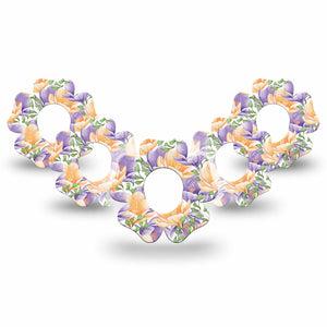 ExpressionMed Crocus Flowers Dexcom G7 Flower Shape 5-Pack spring crocus Patch CGM Design, Dexcom Stelo Glucose Biosensor System