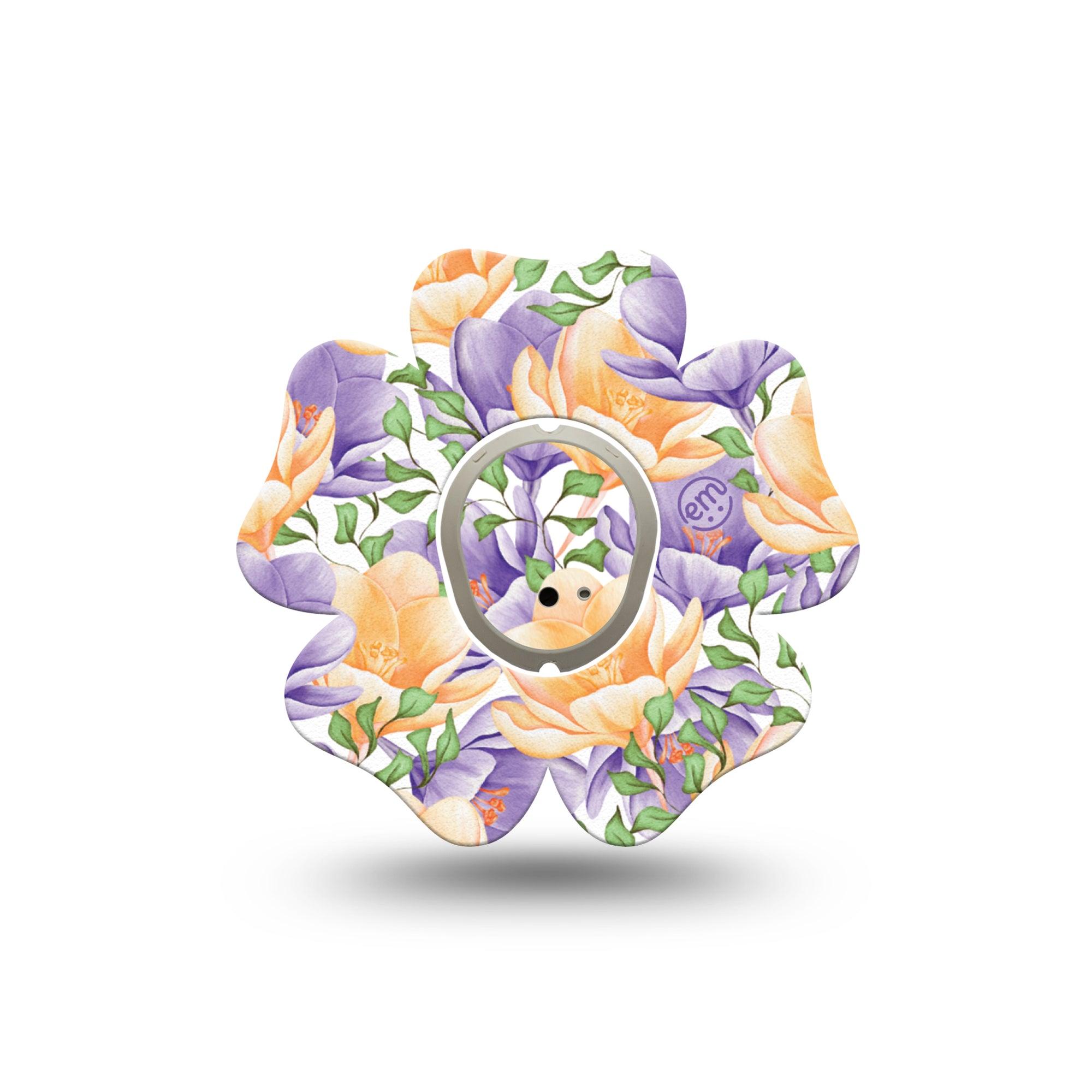 ExpressionMed Crocus Flowers Dexcom G7 Flower Shape Single crocus flowers Patch CGM Design, Dexcom Stelo Glucose Biosensor System with center sticker