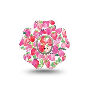 ExpressionMed Strawberry Crush Dexcom G7 Flower Shape Tape, Dexcom Stelo Glucose Biosensor System, Single Tape and Single Sticker Strawberry Shortcake Theme Adhesive Tape CGM Design