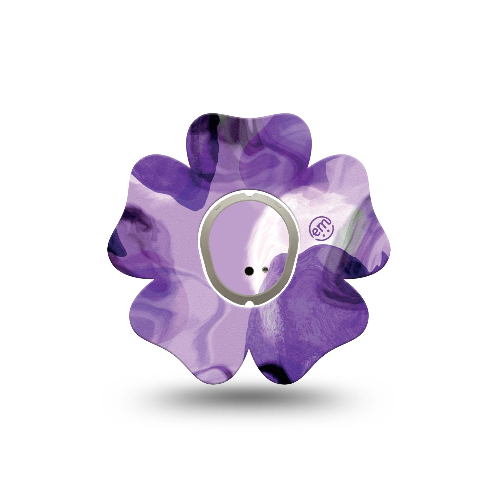 ExpressionMed Purple Storm Dexcom G7, Dexcom Stelo Glucose Biosensor System, Flower Shape Tape Single Tape and Sticker lacy purple looking texture Patch CGM Design