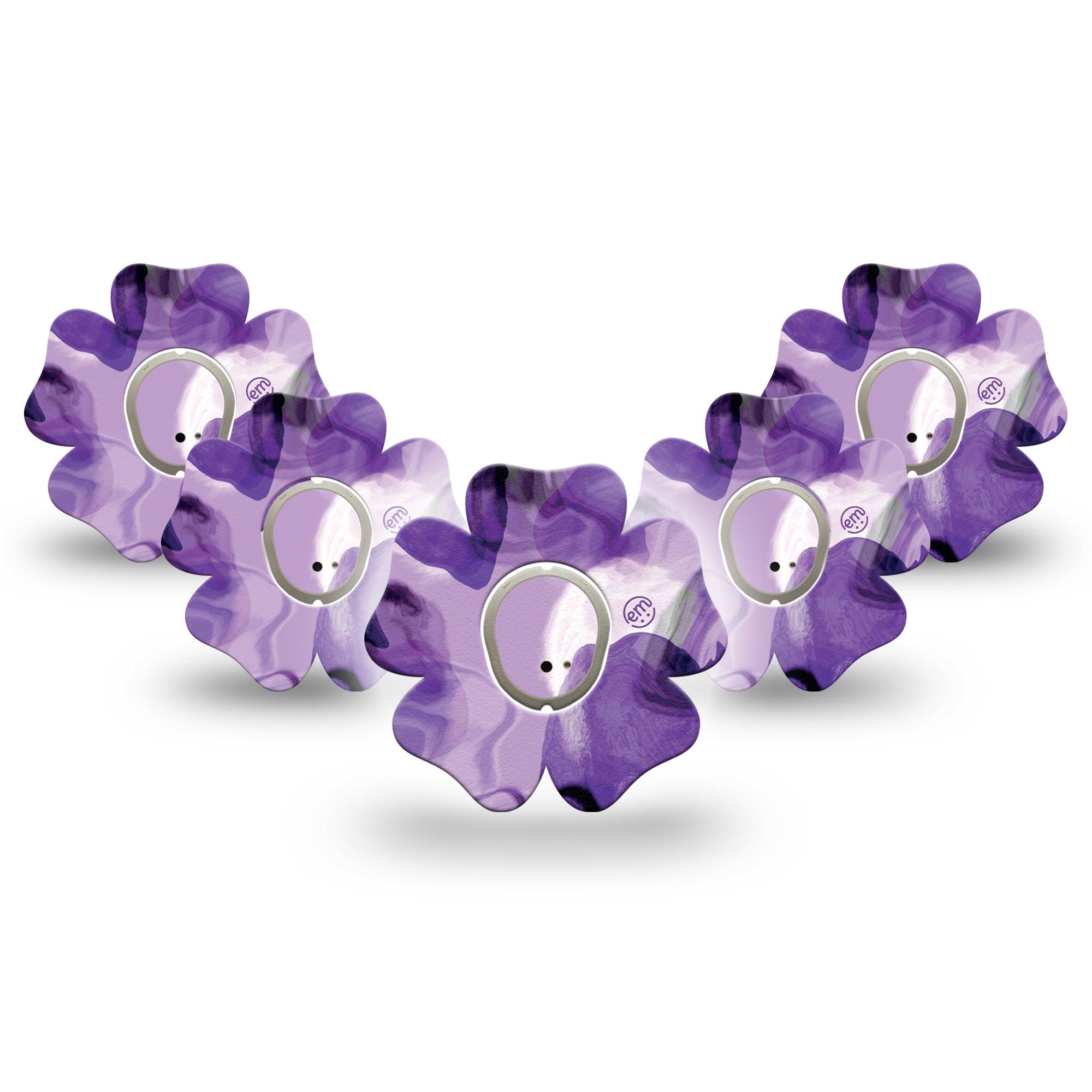 ExpressionMed Purple Storm Dexcom G7 Flower Shape Tape 5-Pack Stickers and Tapes transparent like purple smoke Patch CGM Design
