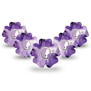 ExpressionMed Purple Storm Dexcom G7 Flower Shape Tape 5-Pack Stickers and Tapes transparent like purple smoke Patch CGM Design