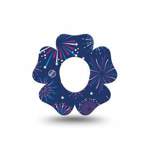 ExpressionMed Night Sky Celebration Dexcom G7, Dexcom Stelo Glucose Biosensor System, Flower Shape Tape Single Radiant Fireworks Adhesive Tape CGM Design