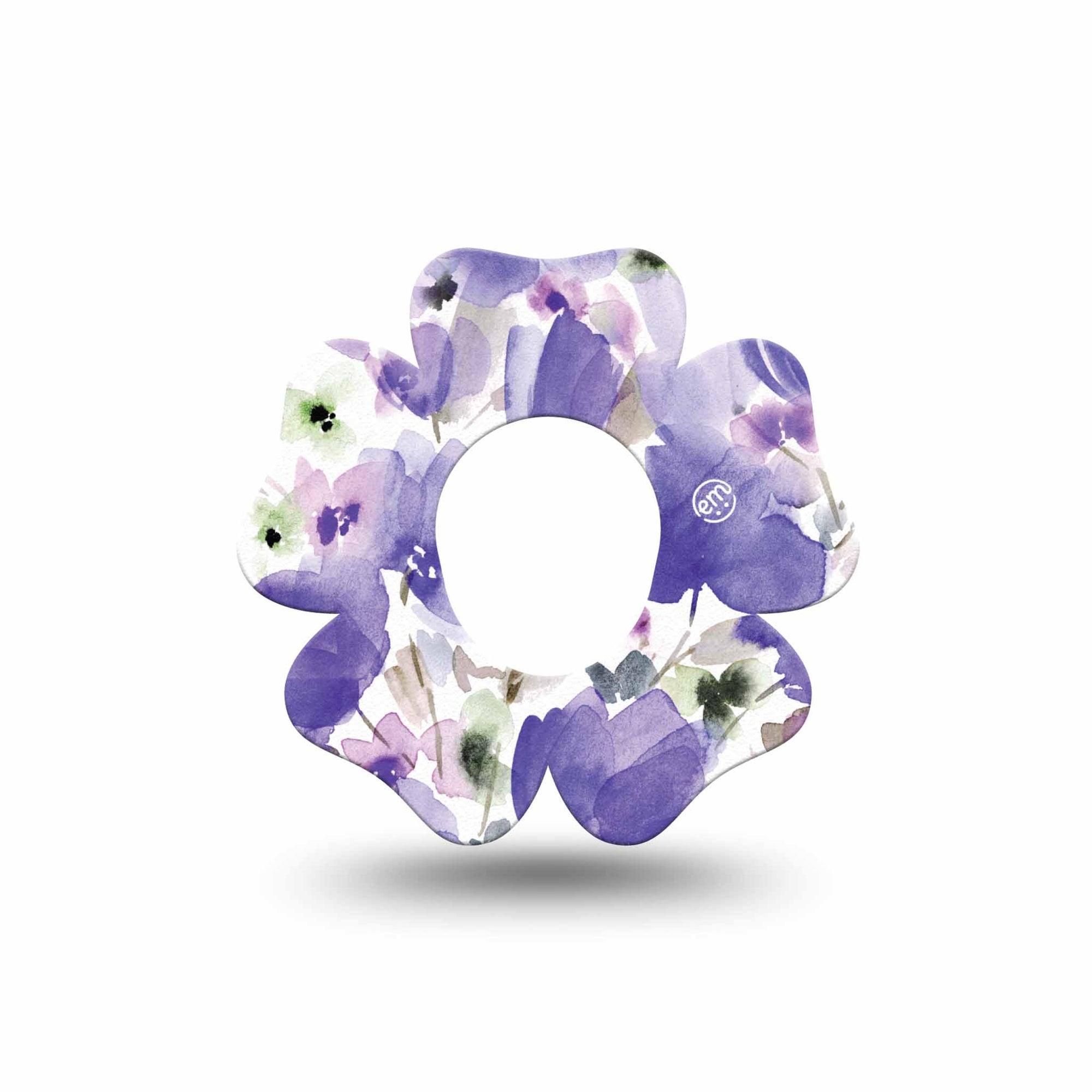 ExpressionMed Italian Blooms Dexcom G7 Flower Shape Tape, Dexcom Stelo Glucose Biosensor System, Single Tape Dreamy Watercolor Purple Flowers Adhesive Tape CGM Design