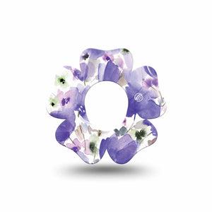 ExpressionMed Italian Blooms Dexcom G7 Flower Shape Tape, Dexcom Stelo Glucose Biosensor System, Single Tape Dreamy Watercolor Purple Flowers Adhesive Tape CGM Design
