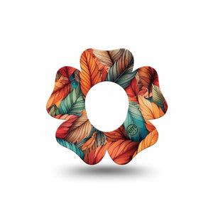ExpressionMed Fall Leaf Feathers Dexcom G7 Flower Shape Tape, Dexcom Stelo Glucose Biosensor System, Single Pile of Feathers Inspired Adhesive Tape CGM Design