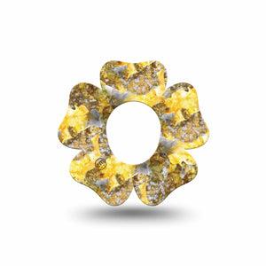 ExpressionMed Fall Camo Dexcom G7 Flower Shape Tape, Dexcom Stelo Glucose Biosensor System, Single Tape Yellow Leaf Camo Gear Adhesive Tape CGM Design