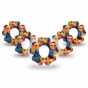 ExpressionMed Catorama Dexcom G7 Flower Shape Tape, Dexcom Stelo Glucose Biosensor System, 5-Pack Cat With Two Toned Eyes Adhesive Tape CGM Design