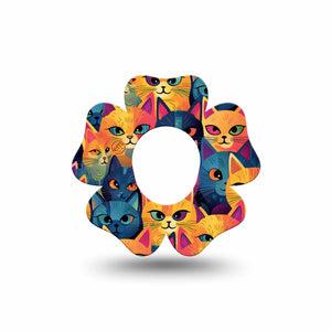 ExpressionMed Catorama Dexcom G7 Flower Shape Tape, Dexcom Stelo Glucose Biosensor System, Single Tape Vivid Cat Artwork Adhesive Tape CGM Design