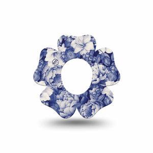 ExpressionMed Moody Blues Dexcom G7 and Stelo Flower Shape Tape, Dexcom Stelo Glucose Biosensor System, Single Tape Stony Blue Florals, Plaster CGM Design