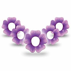 ExpressionMed Hibiscus Dexcom G7 Flower Shape Tape, Dexcom Stelo Glucose Biosensor System, 5-Pack Tape Singlet Purple Flower, Plaster CGM Design
