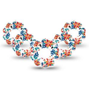 ExpressionMed Joyful Wreath Dexcom G7 Flower Shape Tape, Dexcom Stelo Glucose Biosensor System, 5-Pack Tape Happy Inspiring Wreath, Adhesive Tape CGM Design
