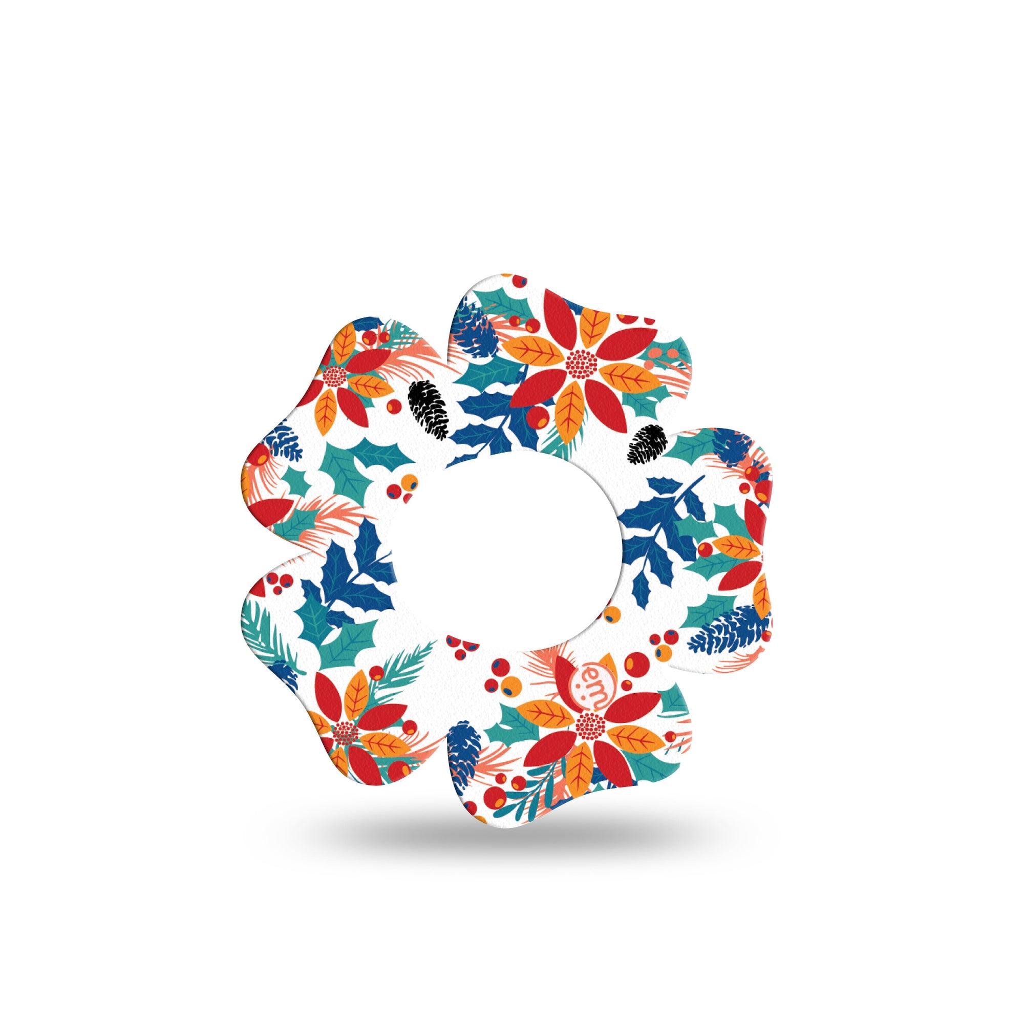 ExpressionMed Joyful Wreath Dexcom G7 and Stelo Flower Shape Tape, Dexcom Stelo Glucose Biosensor System, Single Tape Wreath Vivid Decor, Plaster CGM Design