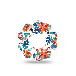 ExpressionMed Joyful Wreath Dexcom G7 and Stelo Flower Shape Tape, Dexcom Stelo Glucose Biosensor System, Single Tape Wreath Vivid Decor, Plaster CGM Design