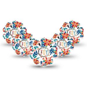 ExpressionMed Joyful Wreath Dexcom G7 Flower Shape Tape, Dexcom Stelo Glucose Biosensor System, 5-Pack Tape and 5-Pack Sticker Wreath Vivid Decor, Plaster CGM Design