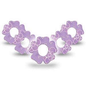 ExpressionMed Purple Flowers Dexcom G7 Flower Shape Tape, Dexcom Stelo Glucose Biosensor System, 5-Pack Tape Lacey Purple Flowers, Adhesive Tape CGM Design